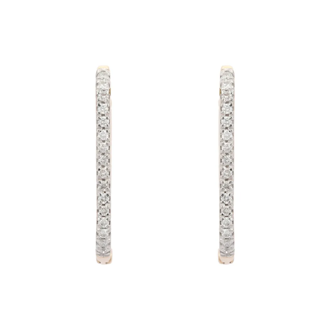 14K Gold Designer Diamond Hoop Earrings