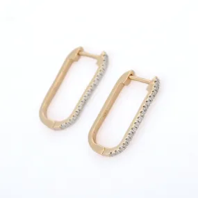 14K Gold Designer Diamond Hoop Earrings