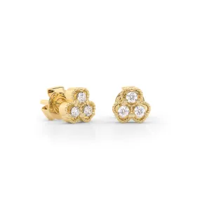 14K Gold Diamond Trinity Stud Earrings