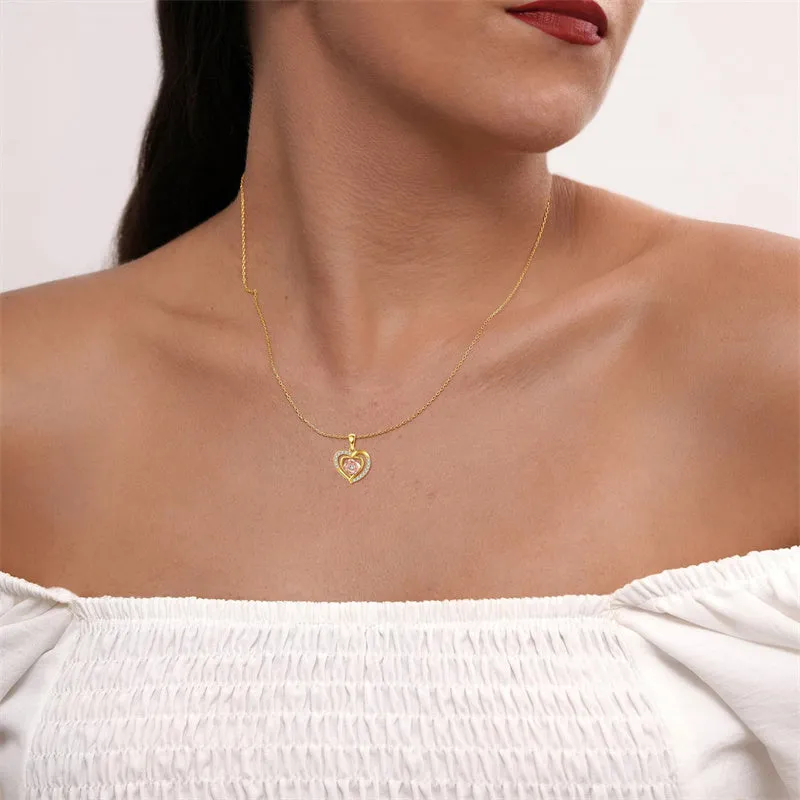 14K Gold Rose Necklace 14K Solid Yellow Gold Rose Heart Pendant Necklace Gold Rose Flower Jewelry for Women Girls Gifts