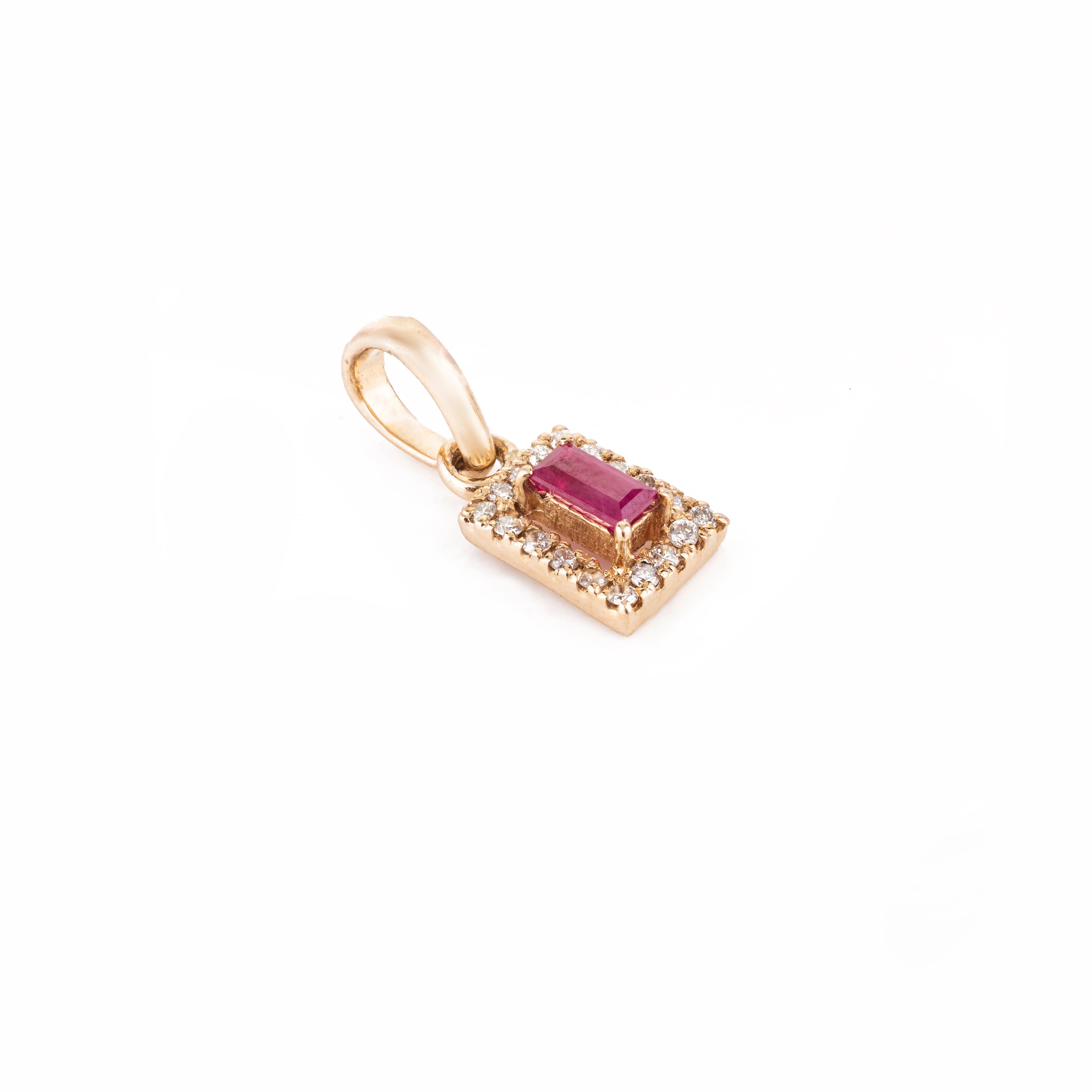 14K Gold Ruby Halo Diamond Pendant