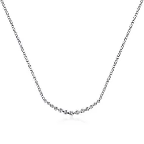 14K White Gold Diamond Bar Necklace