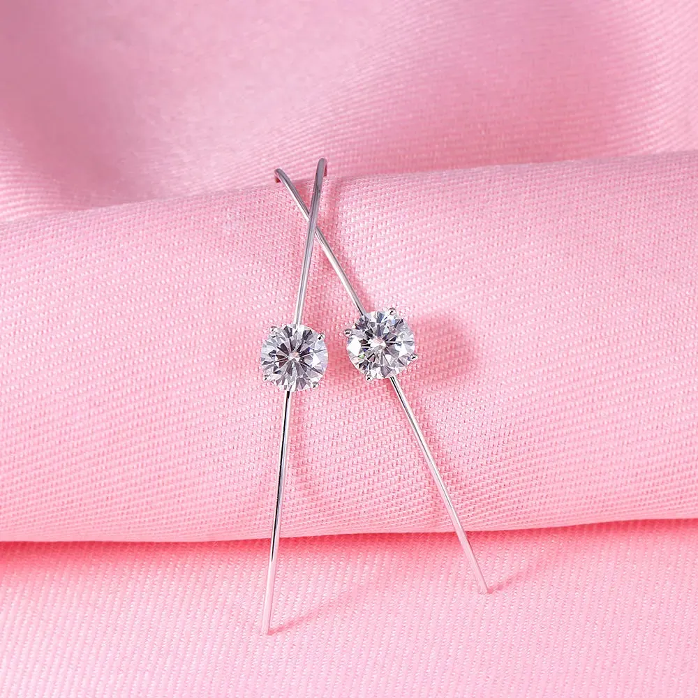 14k White Gold Drop Moissanite Earrings 2ctw