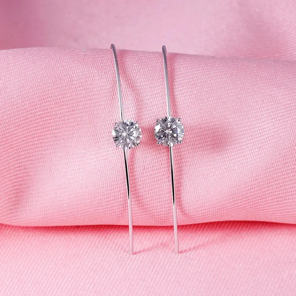 14k White Gold Drop Moissanite Earrings 2ctw