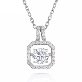 14k White Gold Moissanite Necklace / Pendant 1.34ct Total