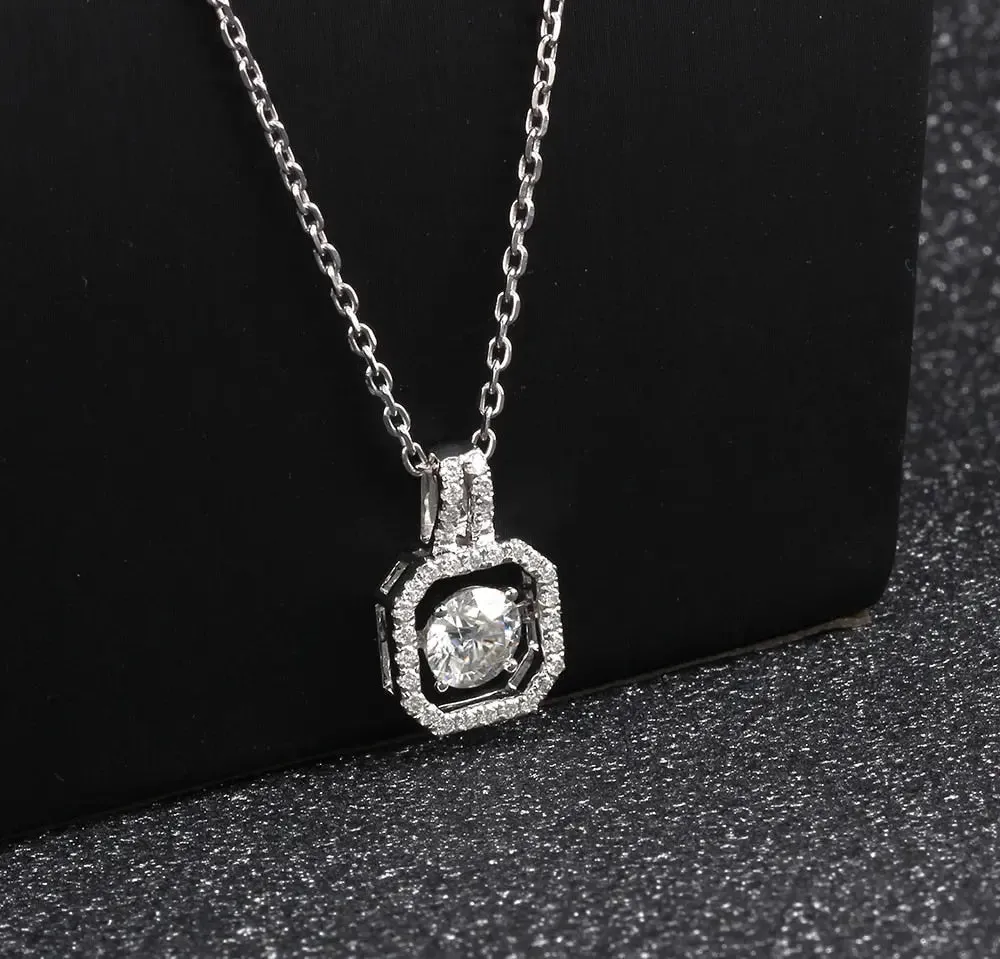 14k White Gold Moissanite Necklace / Pendant 1.34ct Total