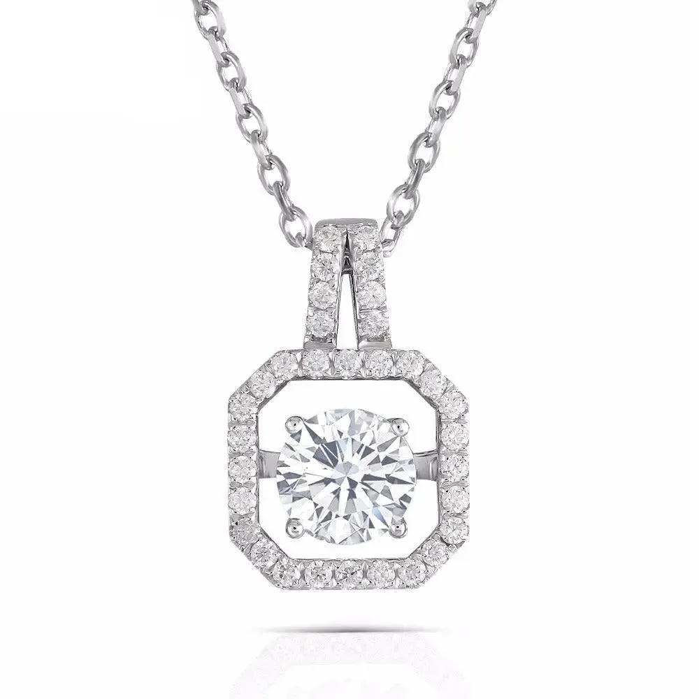 14k White Gold Moissanite Necklace / Pendant 1.34ct Total