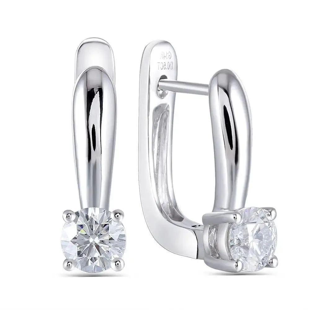 14k White Gold U Hoop Moissanite Earrings 1ctw