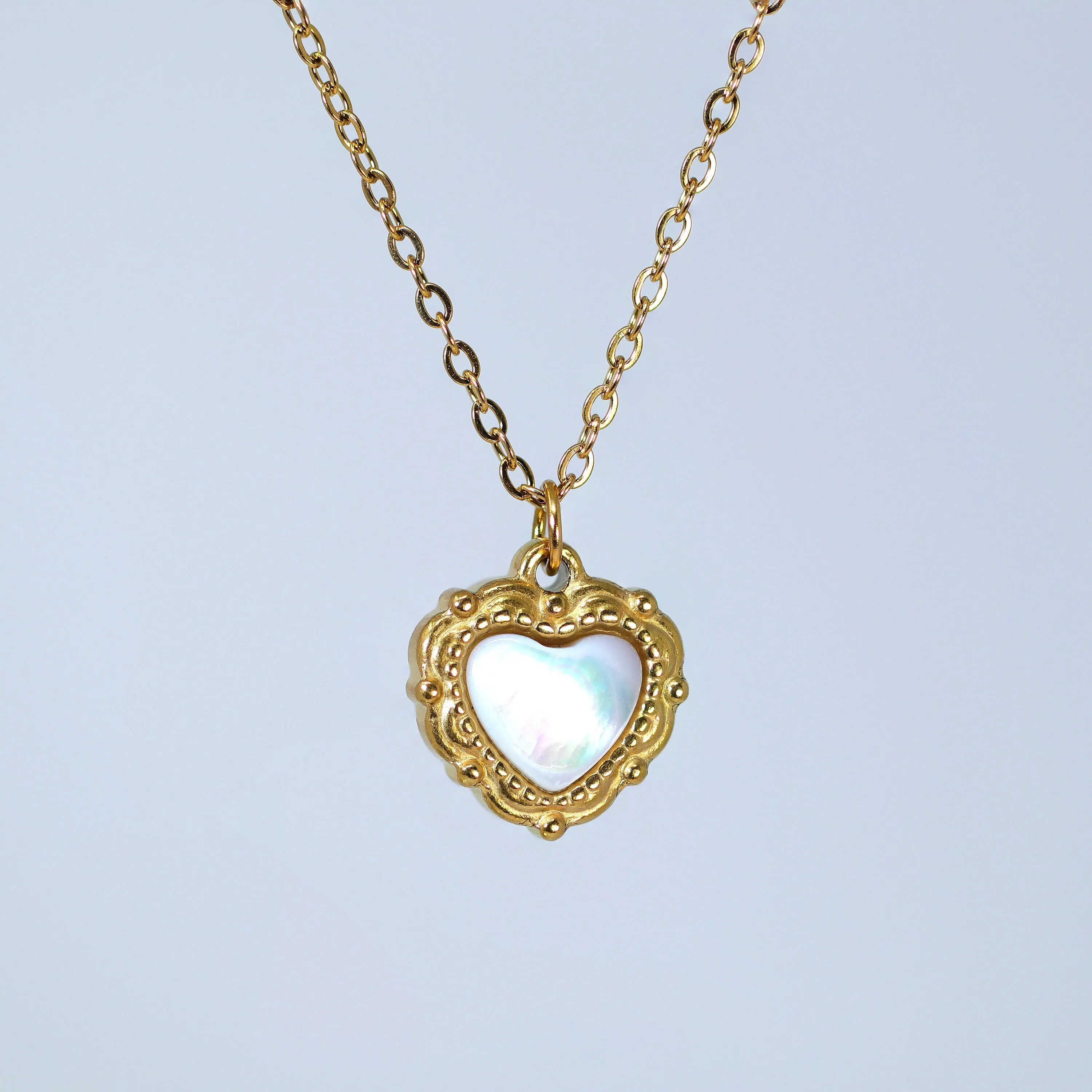 18k Gold Plated Double Sided Dainty Shell in Heart Necklace  Gold Chain Necklace  Minimalist  Gold Serenity Necklace