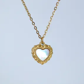 18k Gold Plated Double Sided Dainty Shell in Heart Necklace  Gold Chain Necklace  Minimalist  Gold Serenity Necklace