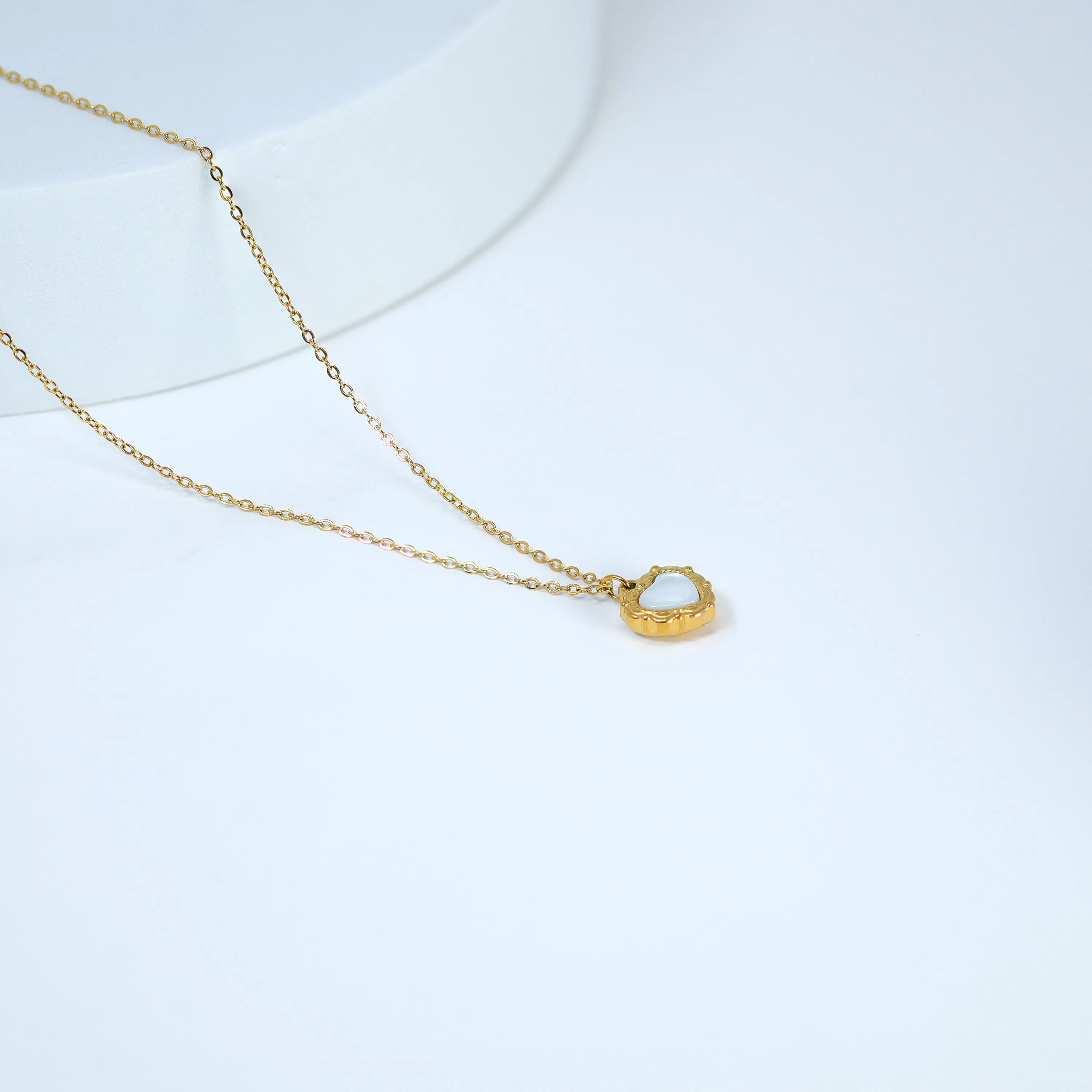 18k Gold Plated Double Sided Dainty Shell in Heart Necklace  Gold Chain Necklace  Minimalist  Gold Serenity Necklace