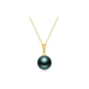 18K Solid Gold Saltwater Tahitian Pearl Necklace KN00094