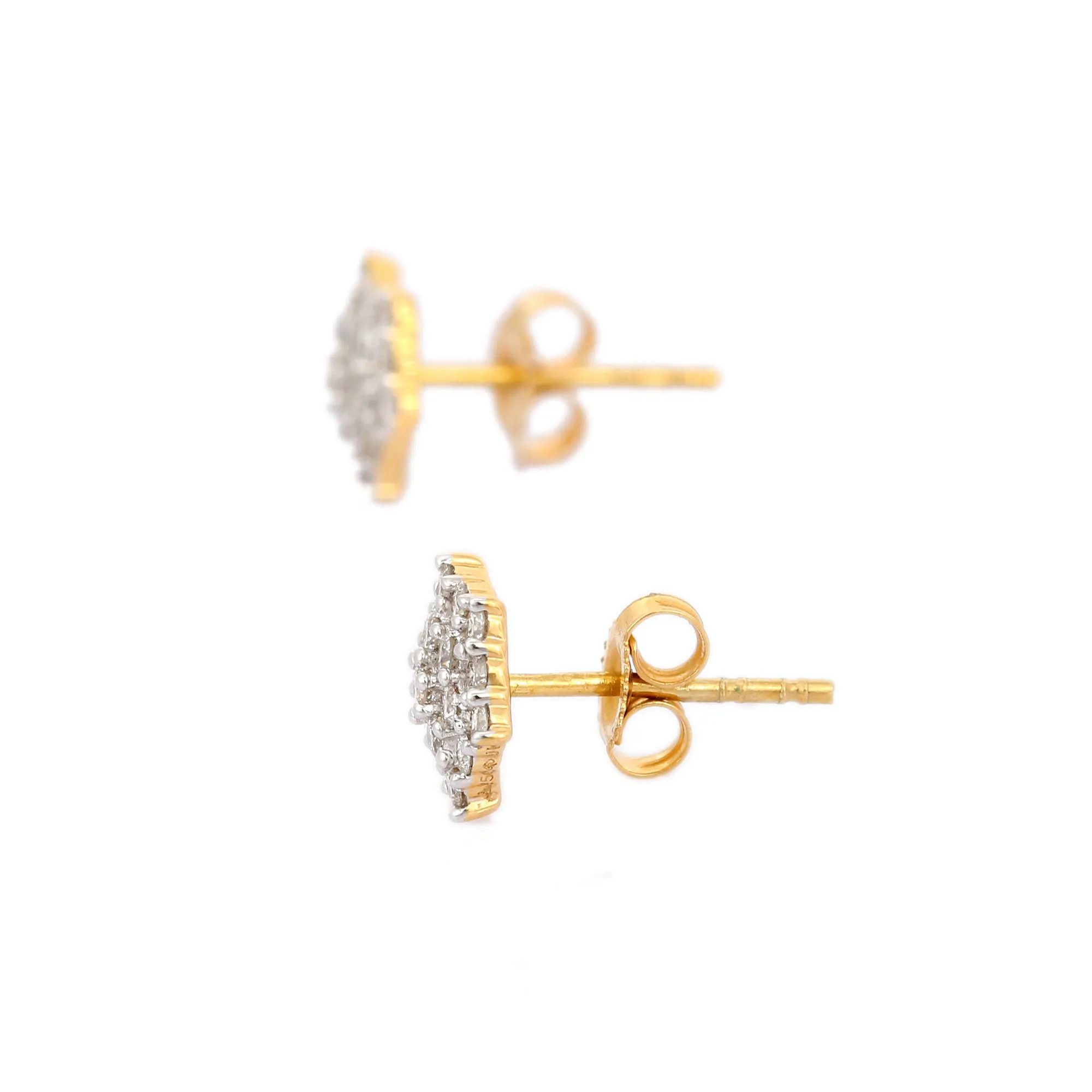 18K Yellow Gold Cluster Diamond Studs