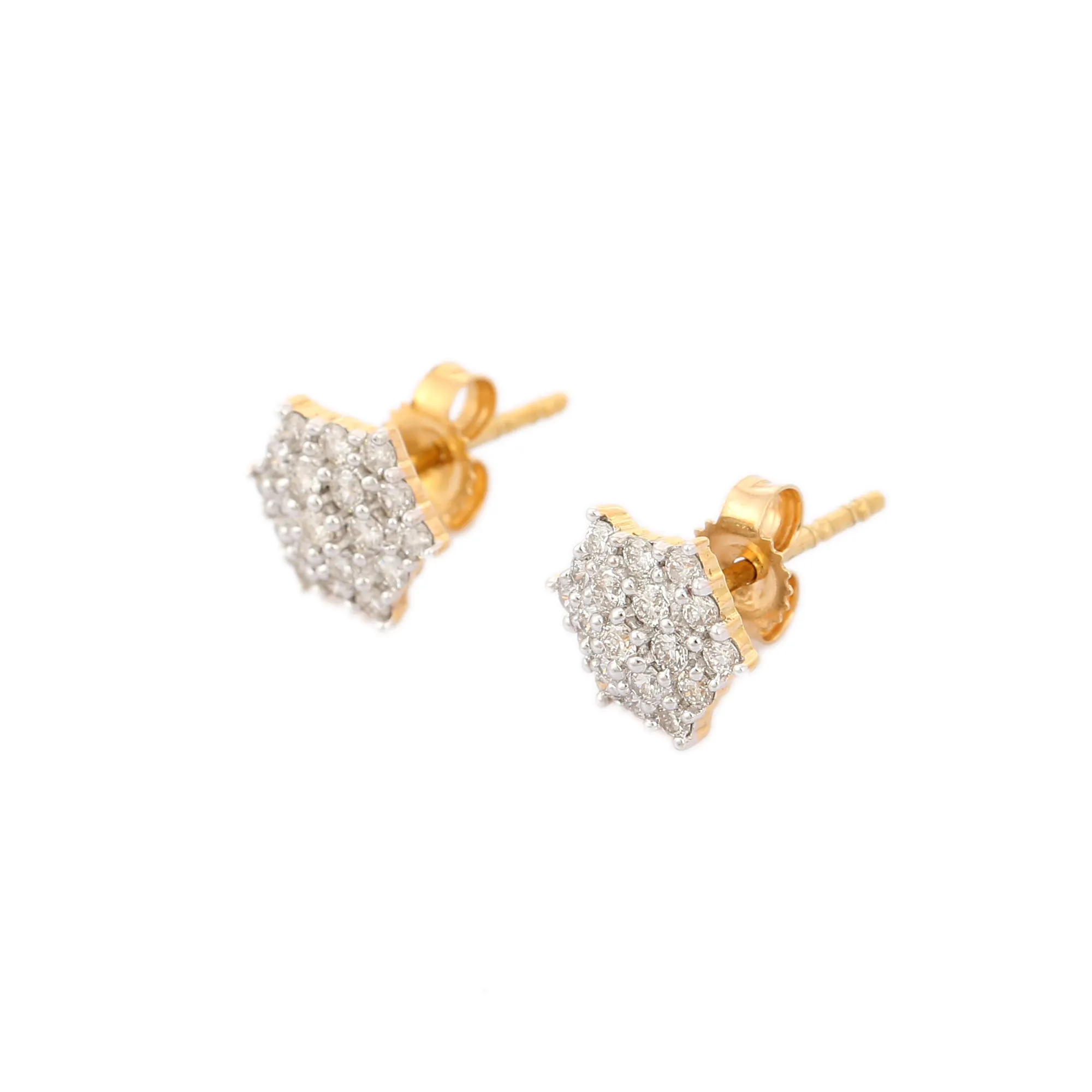 18K Yellow Gold Cluster Diamond Studs