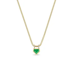 2.09 ctw Shield Emerald Bezel Snake Chain Necklace