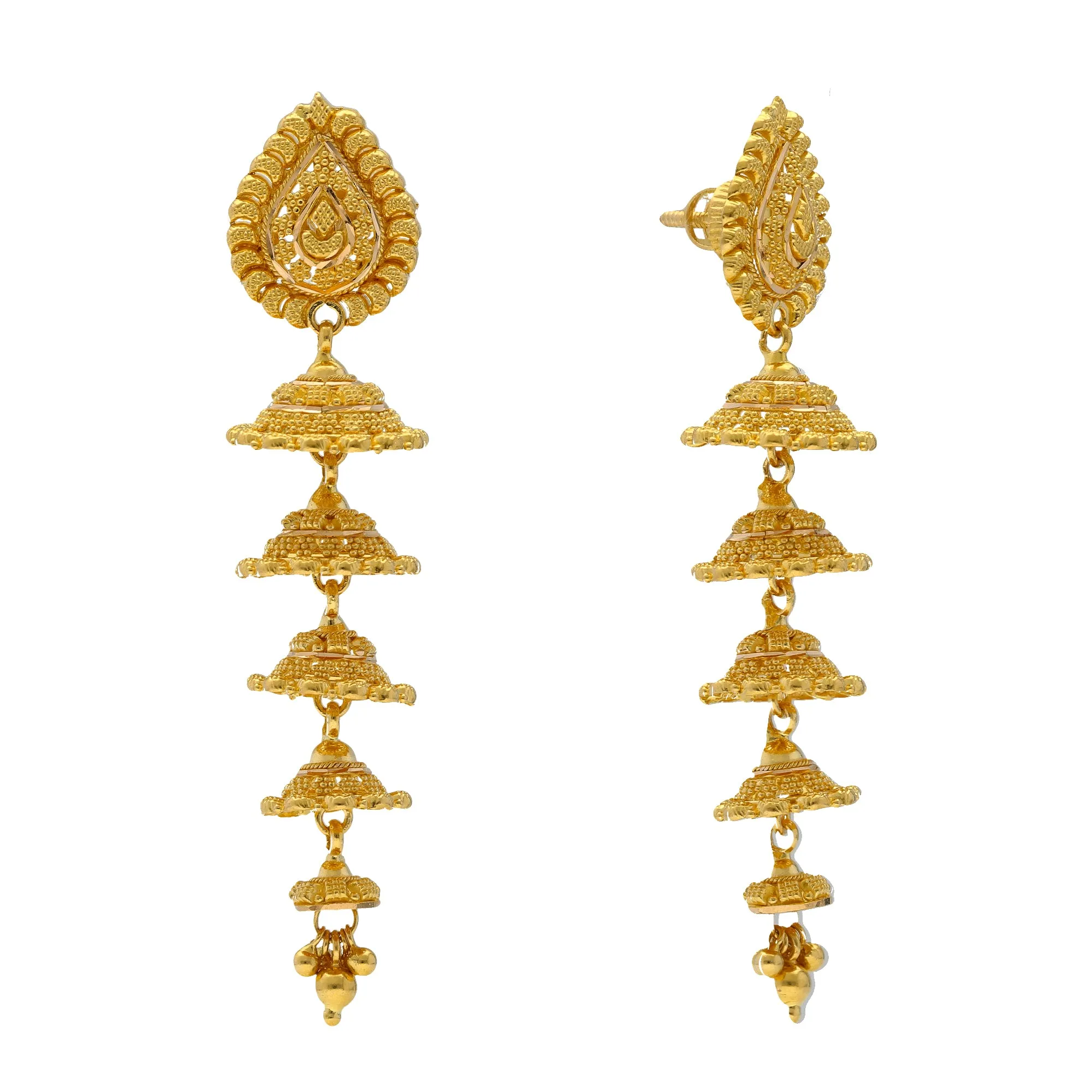 22K Yellow Gold Jhumka Hoop Earrings (17gm)