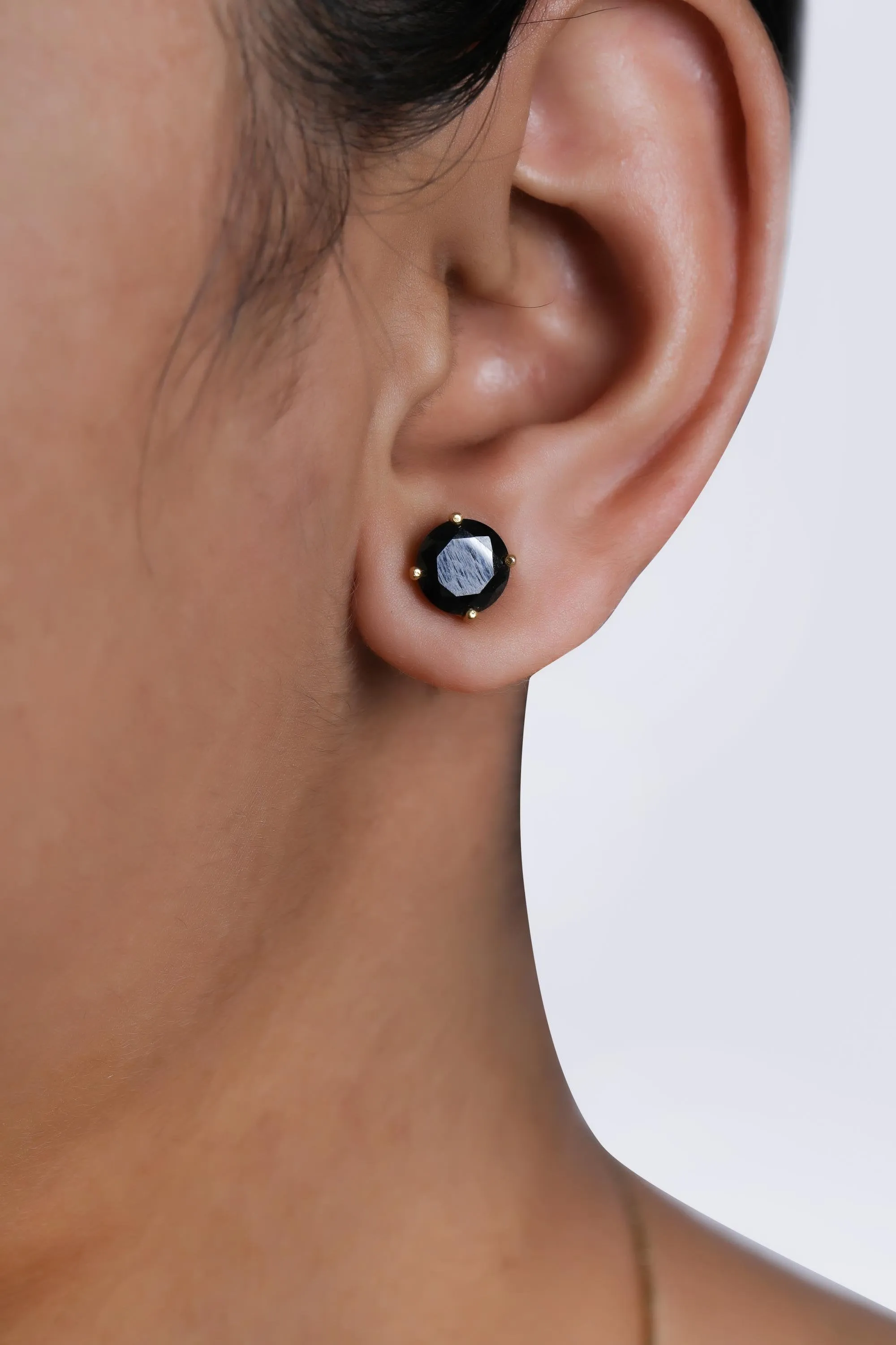 2Ct Black Diamond Stud Earrings, Round Stud Earrings