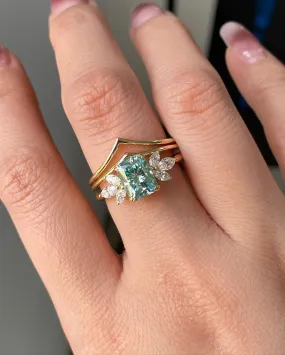 3.00ct Blue-Green Radiant Moissanite engagement ring