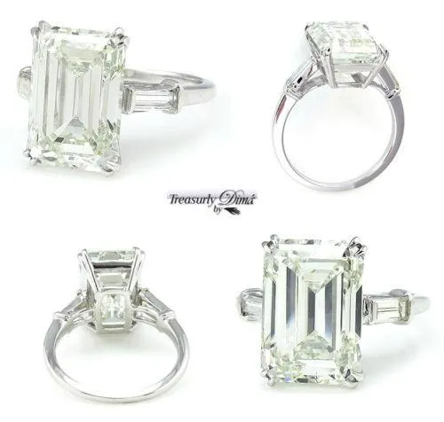 6.87CT ESTATE VINTAGE EMERALD CUT DIAMOND ENGAGEMENT WEDDING RING