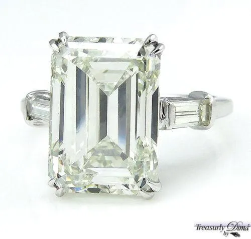 6.87CT ESTATE VINTAGE EMERALD CUT DIAMOND ENGAGEMENT WEDDING RING