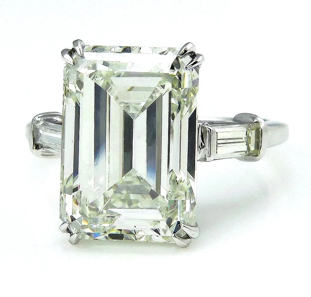 6.87CT ESTATE VINTAGE EMERALD CUT DIAMOND ENGAGEMENT WEDDING RING