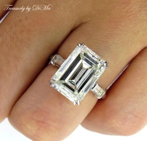 6.87CT ESTATE VINTAGE EMERALD CUT DIAMOND ENGAGEMENT WEDDING RING