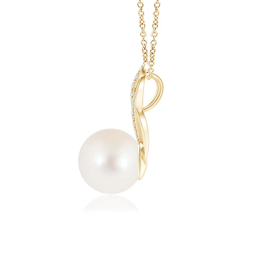 8mm Freshwater Cultured Pearl Twist Swirl Bale Pendant