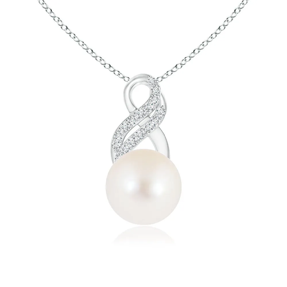 8mm Freshwater Cultured Pearl Twist Swirl Bale Pendant