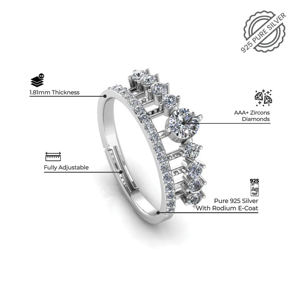 925 Pure Starling Silver Elizabeth's Crown Special Ring for Ladies