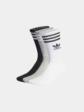 Adidas Mid Cut Crew Socks 3 Pack - White / Grey / Black