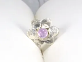 Adjustable Sterling Silver Amethyst Flower Ring