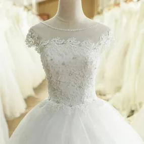 Affordable Wedding Dress For Bride On a Budget O-Neck Ball Gown Wedding Dress Off The Shoulder Illusion  wedding dress