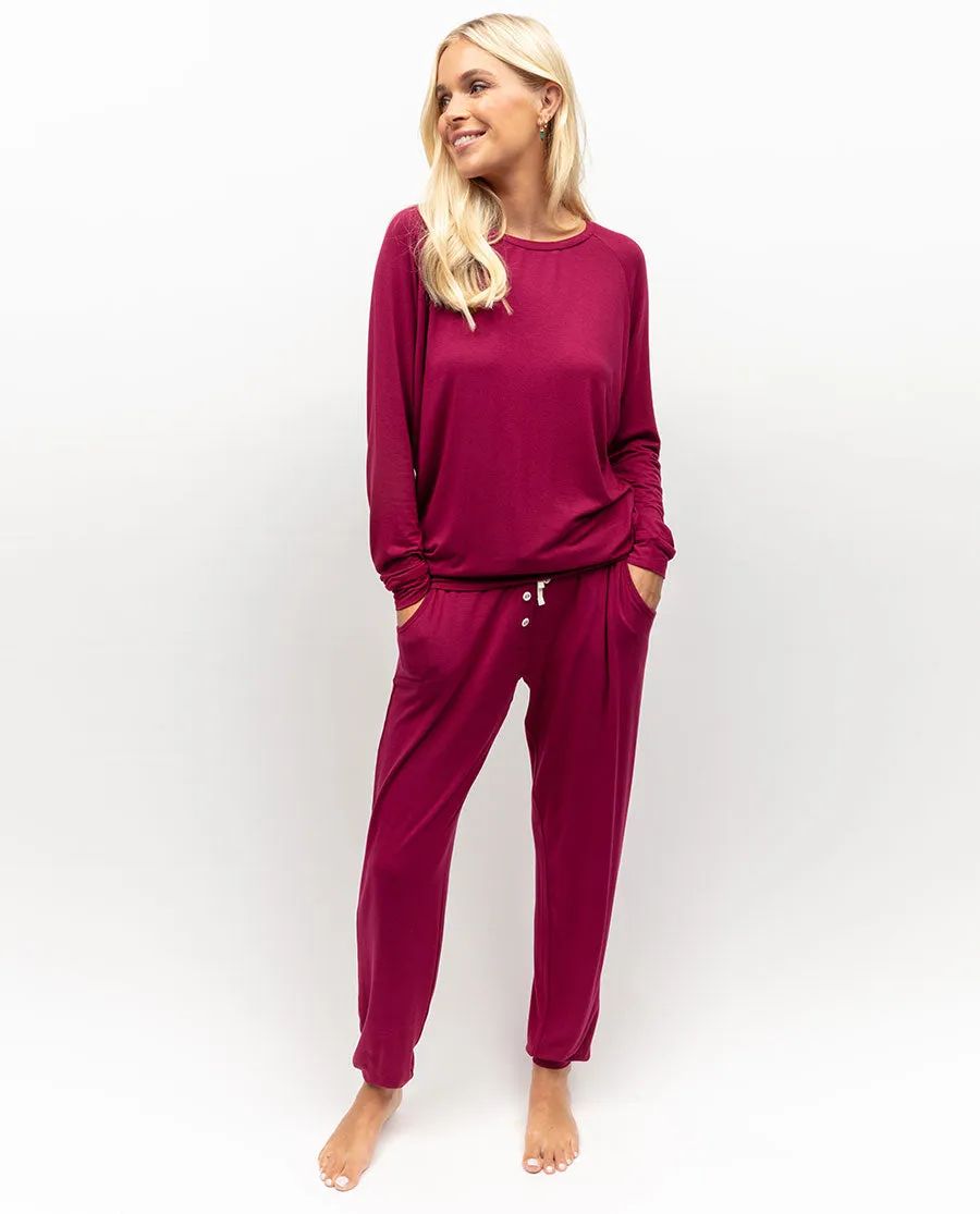 Aliyah Magenta Slouch Jersey Pyjama Set