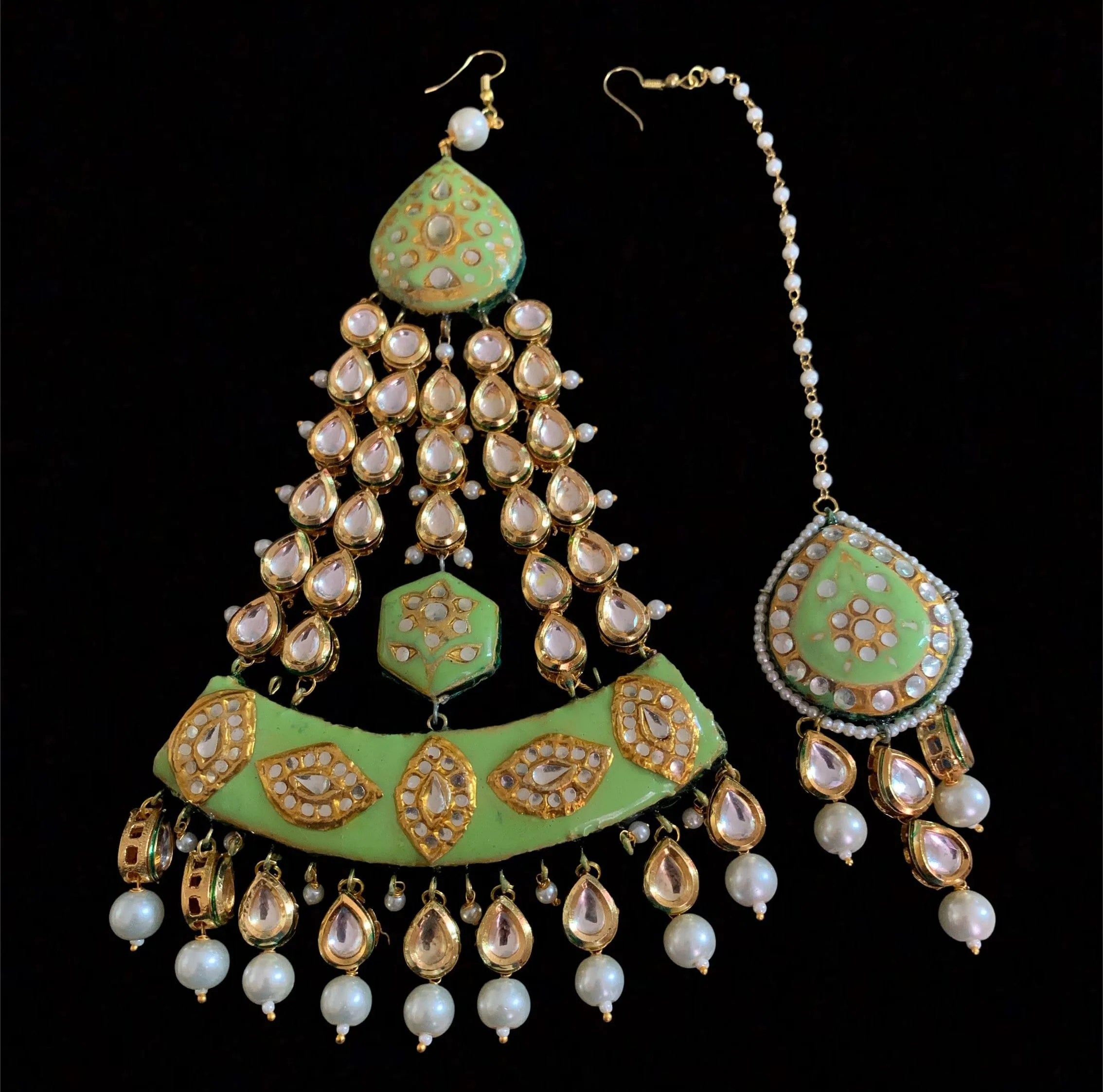 Amrita green meenakari jhoomar tika ( READY TO SHIP )