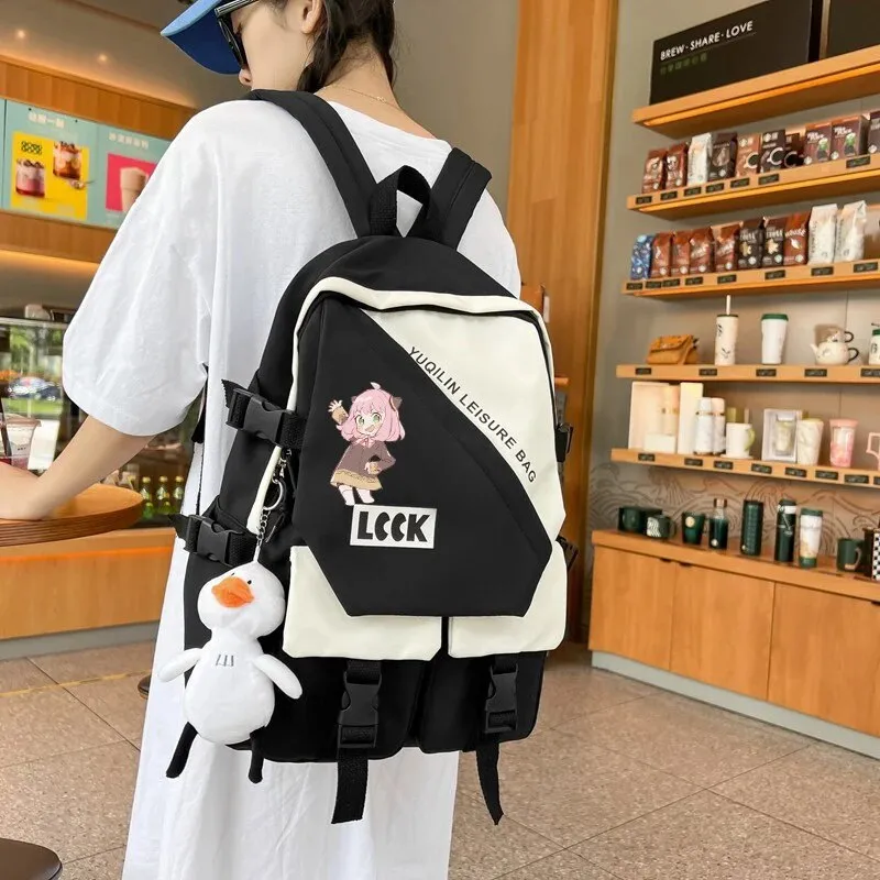 Anime SPY×FAMILY Yor Anya Unisex Fashion Black and Purple Contrast Color Casual Computer Bag Travel Backpack Gift