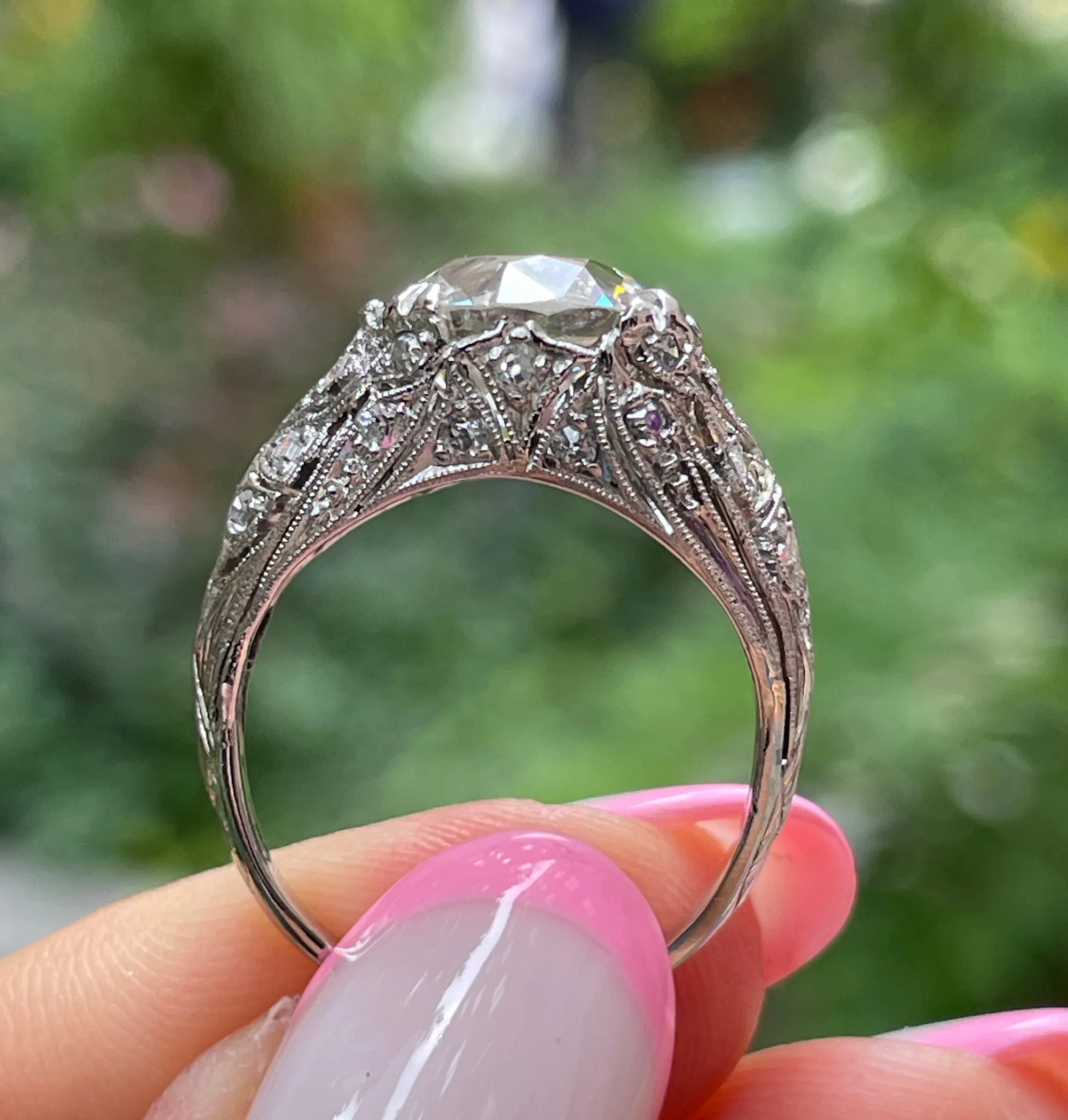 Antique Edwardian GIA 3.92ctw Platinum OLD European Diamond Engagement Ring