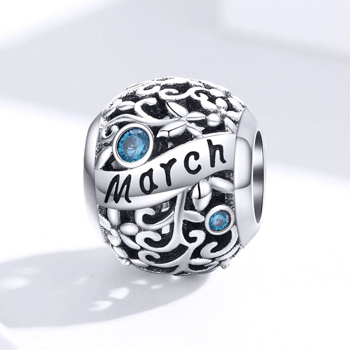 Aquamarine Birthstone March Charm 925 Sterling Silver