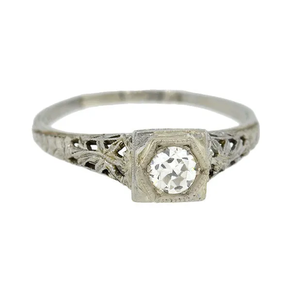 Art Deco 18kt Diamond Engagement Ring 0.26ct