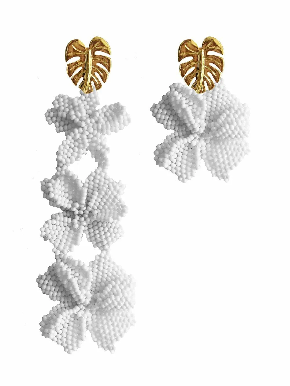 Asymmetrical White Garden Earrings