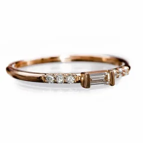 Baguette Diamond or Moissanite Accented Stacking Promise Ring