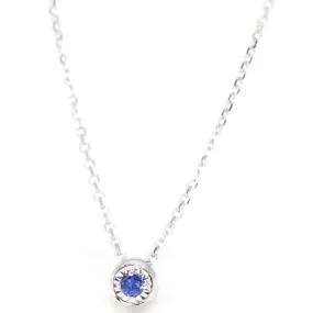 Baikalla? 14k White Gold Sapphire Round 4 Prong Set Necklace With Diamond-Cut Halo