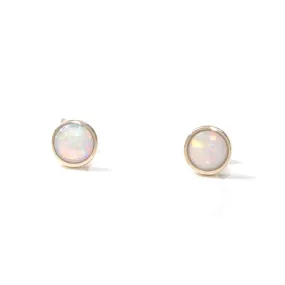 Baikalla? 14k Yellow Gold Natural Australian Light Opal Bezel Set Earrings