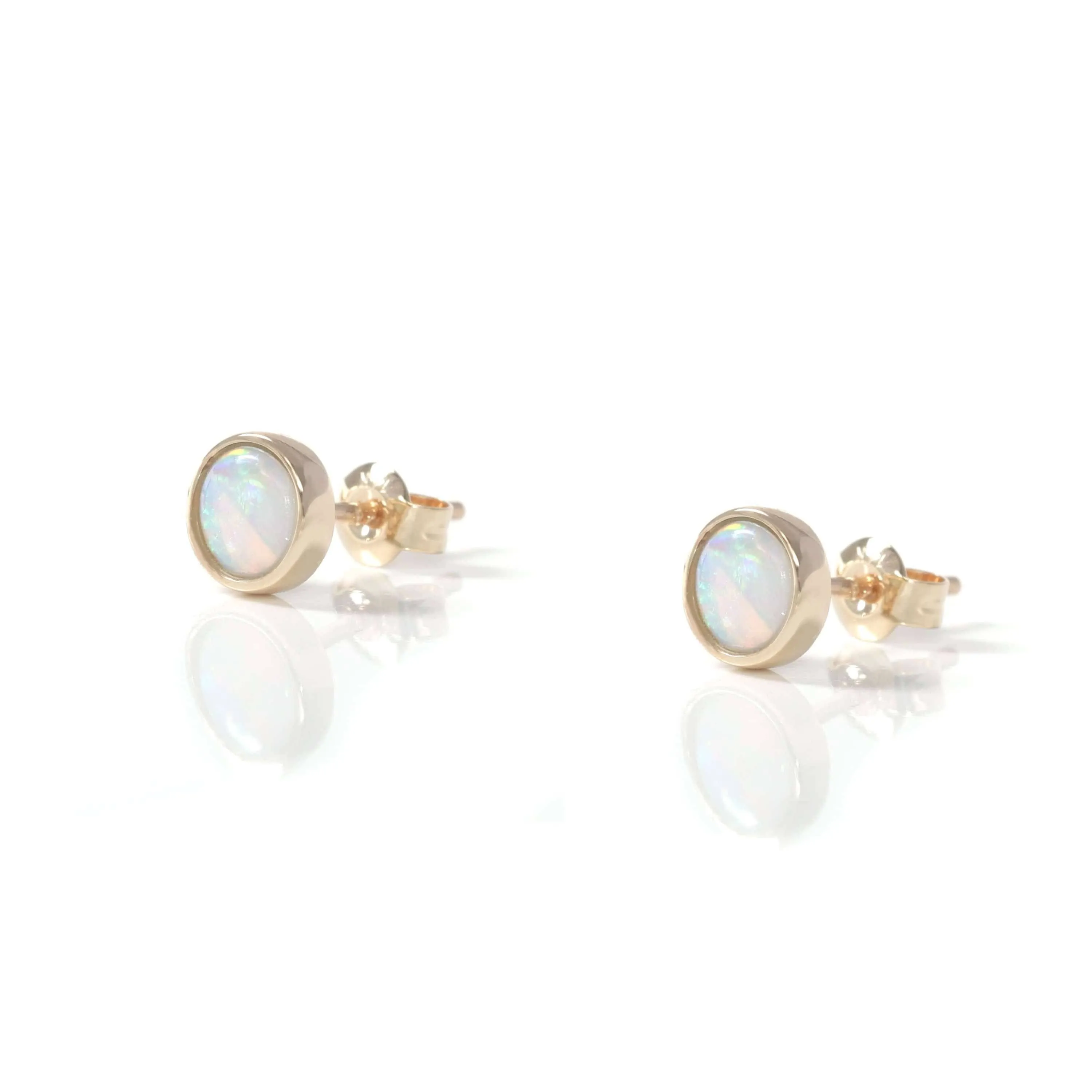 Baikalla? 14k Yellow Gold Natural Australian Light Opal Bezel Set Earrings