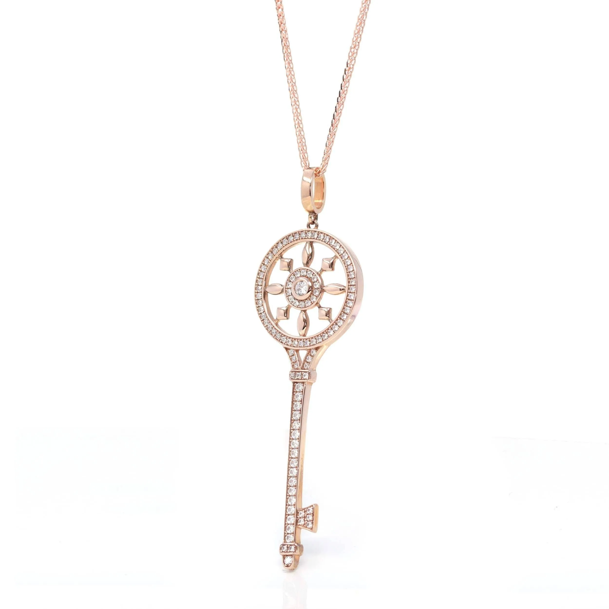 Baikalla 18k Rose Gold Zircon Key Necklace