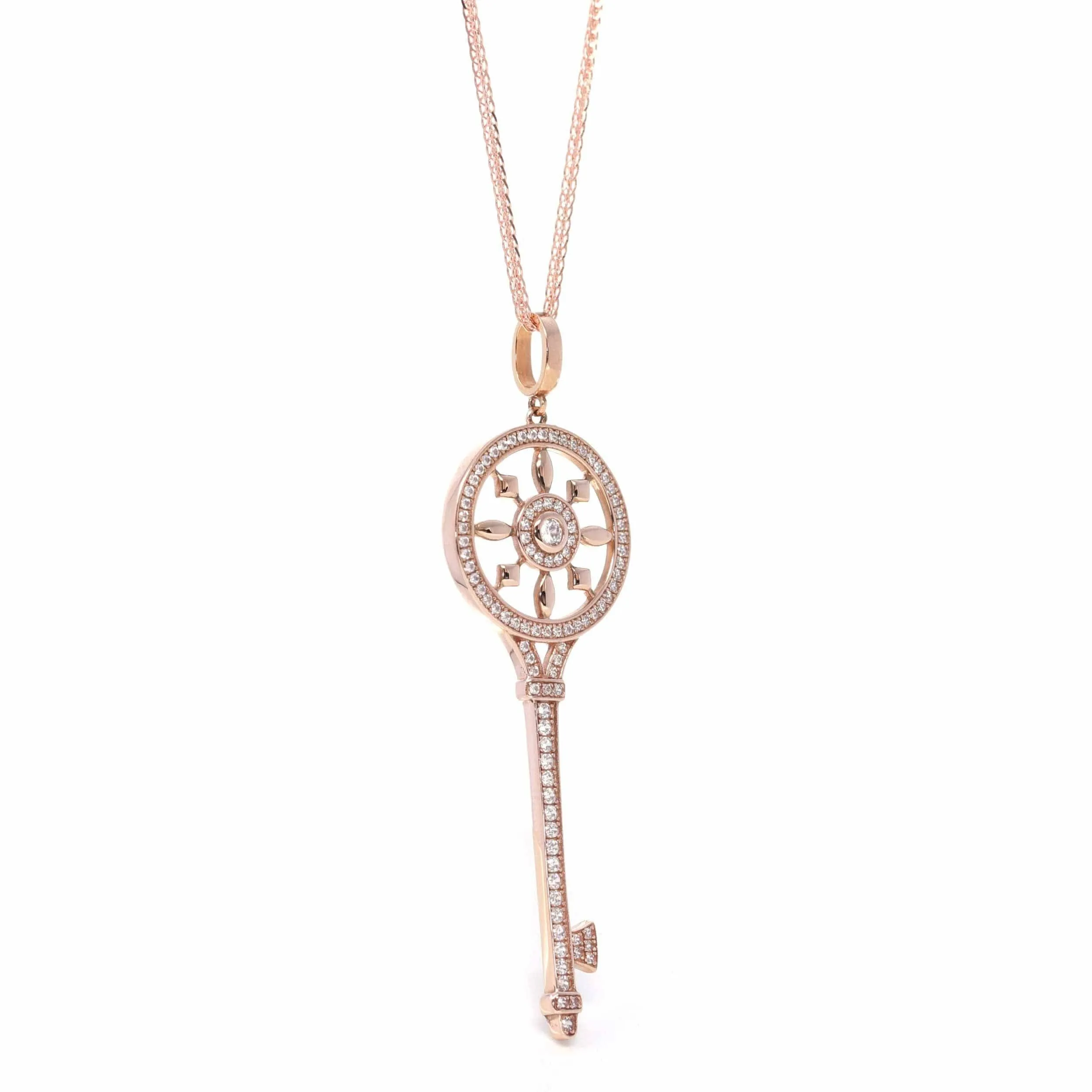 Baikalla 18k Rose Gold Zircon Key Necklace