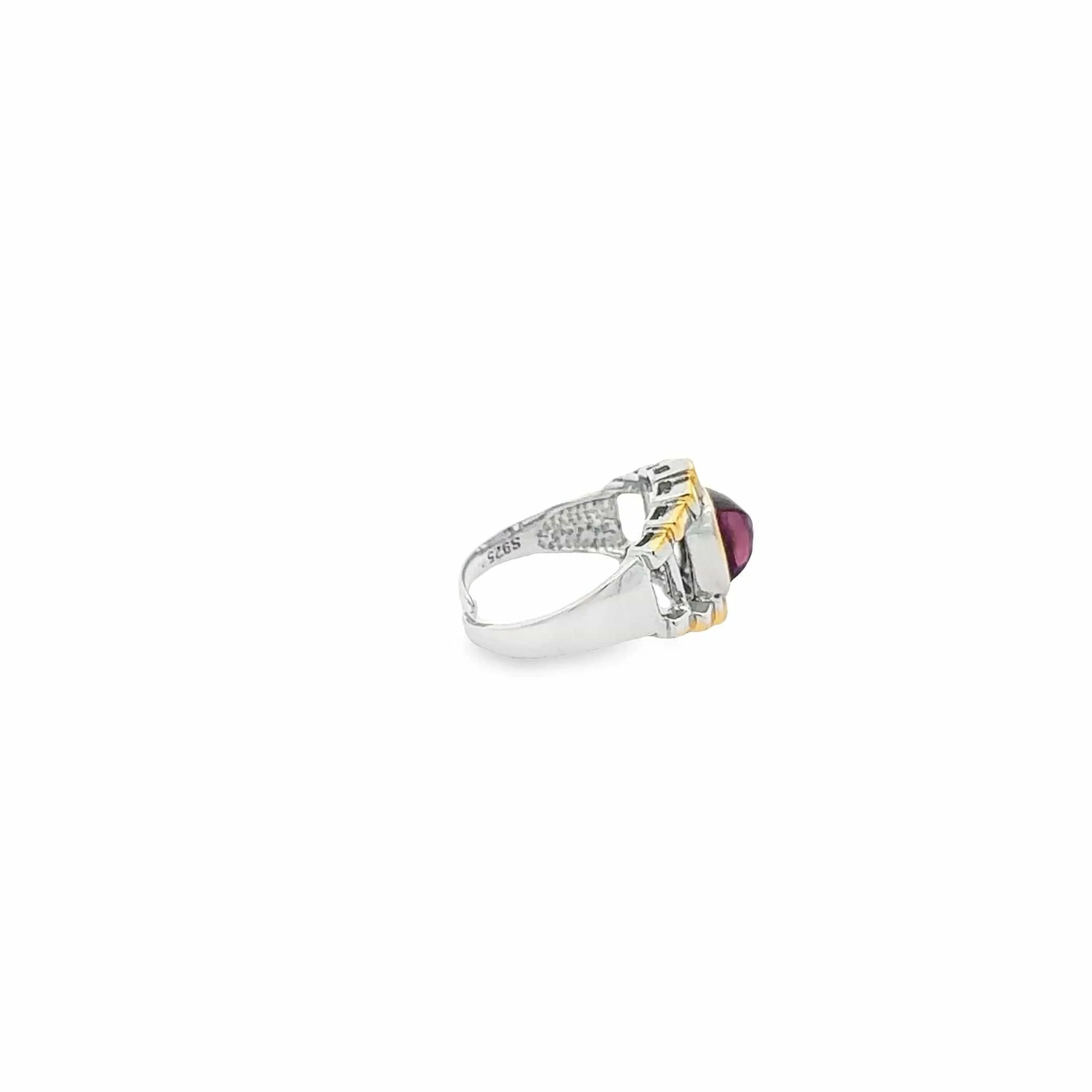 Baikalla Antique Sterling Silver Gold Plated Two Tone Adjustable Amethyst Ring