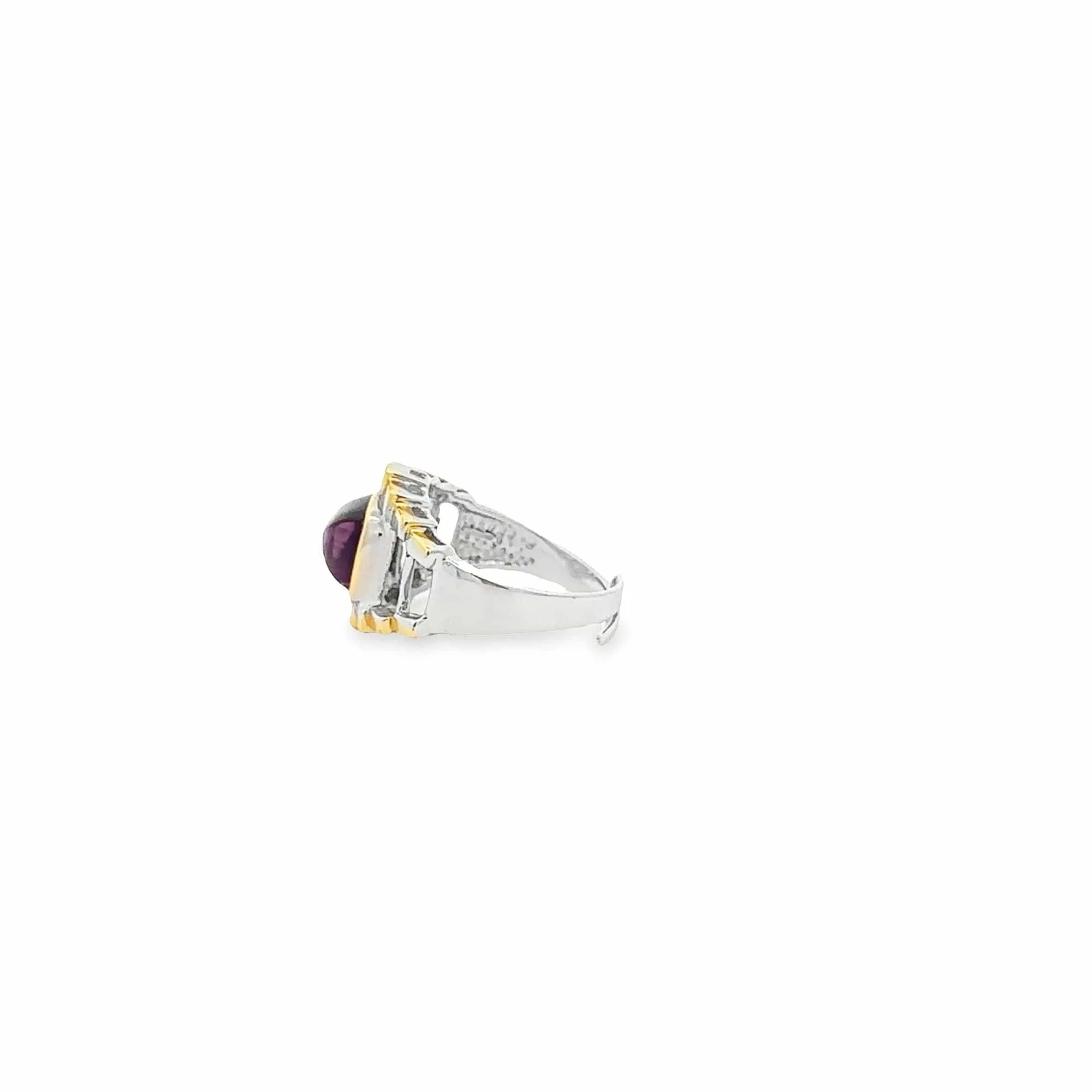 Baikalla Antique Sterling Silver Gold Plated Two Tone Adjustable Amethyst Ring