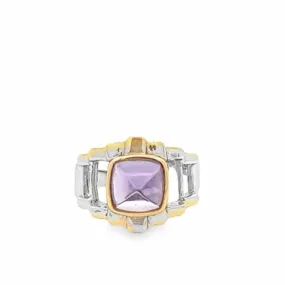 Baikalla Antique Sterling Silver Gold Plated Two Tone Adjustable Amethyst Ring