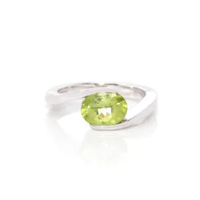 Baikalla? Gemstone Collection Sterling Silver Genuine Peridot Oval Bypass Ring