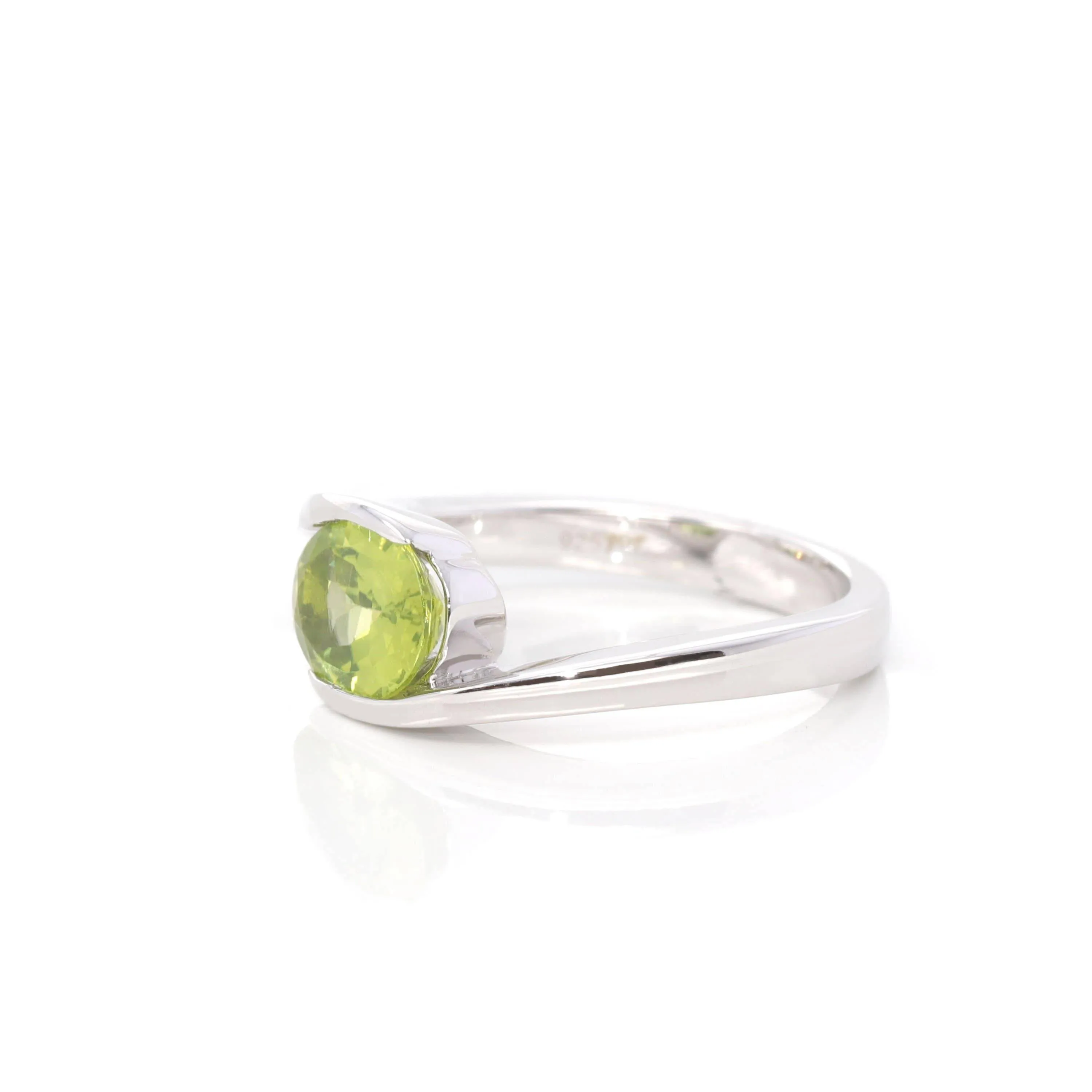 Baikalla? Gemstone Collection Sterling Silver Genuine Peridot Oval Bypass Ring